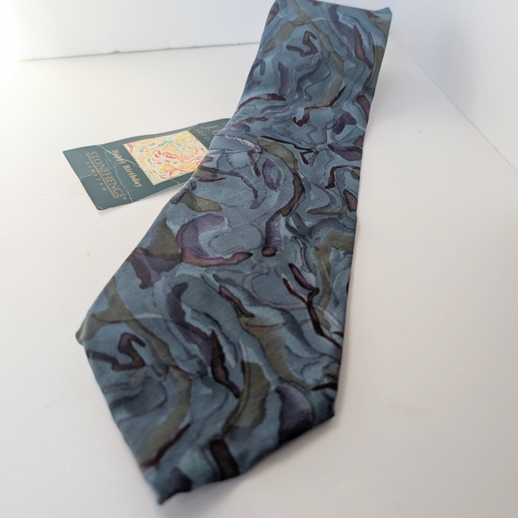 J. Garcia Blue and Gray 3.75" Wide Silk Tie With Original Tag - Picture 1 of 6